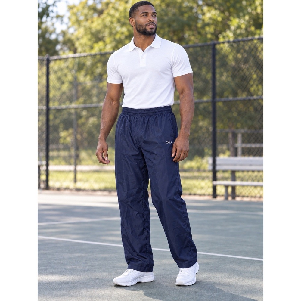 Rawlings Men's Navy Track Pants XL Regular Elastic Drawstring Ankle Zip